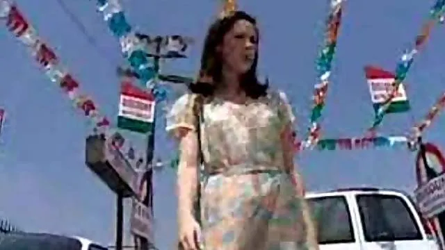 Girl goes home from the car lot for a gangbang