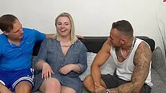 First threesome at the casting for a German girl