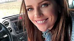 My German GF loves to suck in a car and eat cum