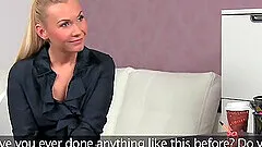 Blonde lesbian boss office casting