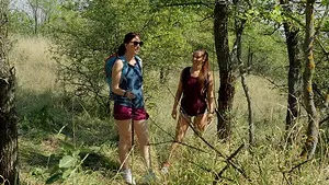 Outdoor lesbian pussy licking with Mia Evans & Amirah Adara