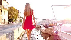 Hot ass girlfriend Nancy A loves to flash during a vacation