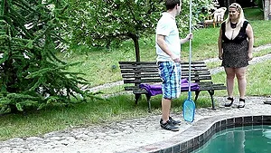 Outdoor dicking in the park with a blonde BBW and her hubby