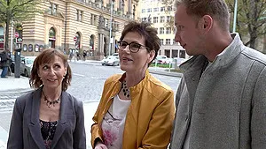 Rough FFM threesome on the sofa with mature woman - Ryanne