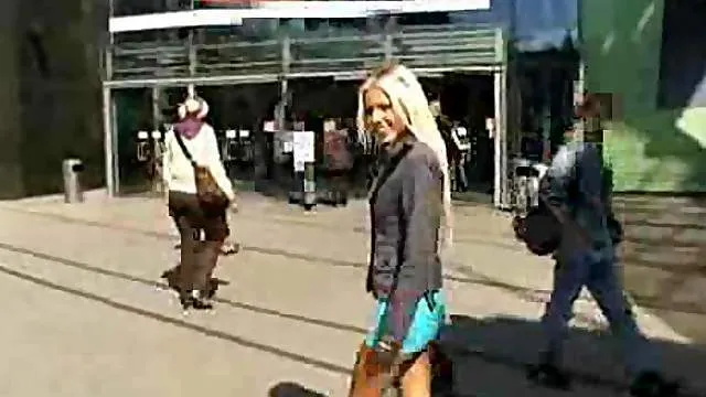 Blonde and her man love public sex