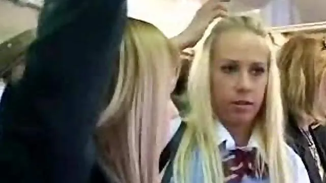 Hot schoolgirls fucked on a public bus