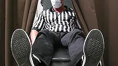 Dirty close up video of a skinny dude licking feet of his friend