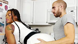 Interracial dicking in the kitchen with hot ass Halle Hayes