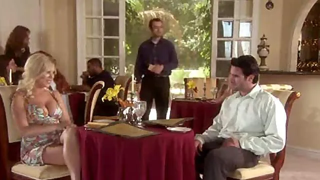 Couple has sex on the table in a restaurant