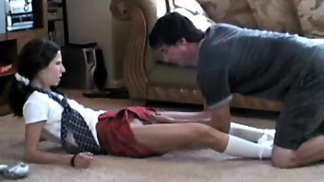 Schoolgirl fuck and messy cumshot