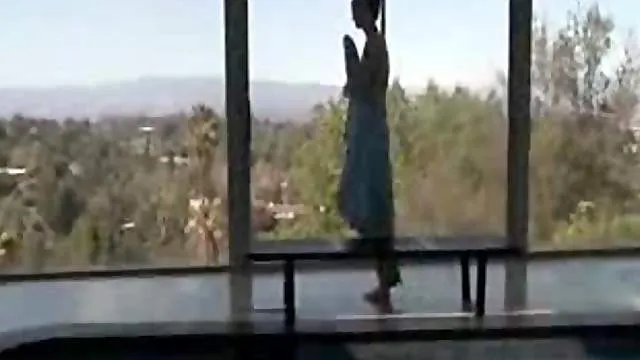 Young tender lesbians making poolside love