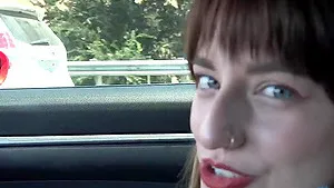 Lana Smalls having fun while giving a handjob in the car