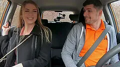 Quickie fucking in the car with a driving instructor and Lucy Heart
