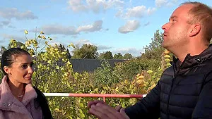 Brunette Nicci with small tits and shaved cunt gets fucked