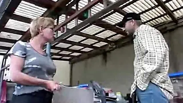 Mature in glasses with a younger man