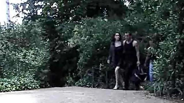 Threesome in a public park