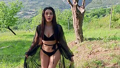 Charming brunette Valentina Nappi loves teasing her BF in outdoors