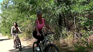 Outdoor group dicking in the forest with naughty Ella and Letty