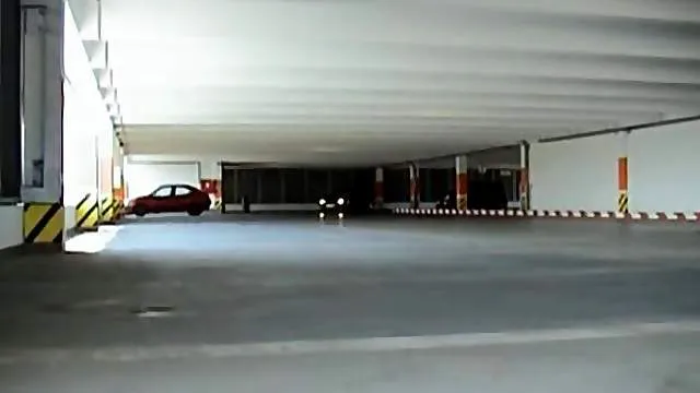 Big tit babe stripping by her car