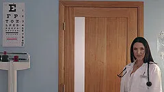 Close up video of slutty nurse Angela White giving a rimjob