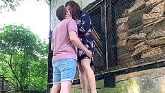 Chubby girlfriend and her boyfriend having a lot of fun outdoors in public park
