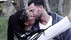 Interracial fucking on the leather furniture with Kira Noir