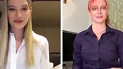 Pornstars Kenna James and Serene Siren tease over the webcam