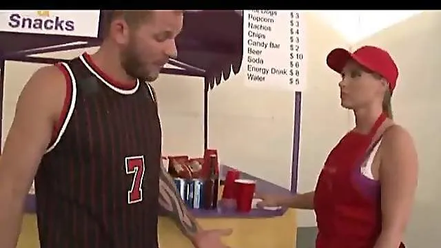 Waitress babe taking a nice big cock in her mouth