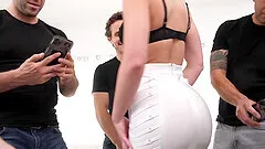 Rough mouth fucking ends with a bukkake for slutty Daisy Stone