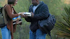 Passionate interracial love making in the evening with Natalie