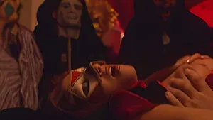 Rough group dicking with Melanie wearing sexy red lingerie