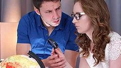 Nerdy babe Emma Fantasy banged in the office