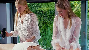 Outdoor lesbian threesome with Nancy A and Hailey Sanders