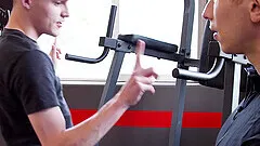 Hardcore gay fucking in the gym between two handsome dudes