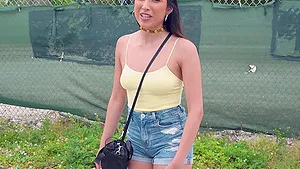 Sweet amateur Penelope Woods gets a facial after sex in the van