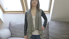 Fucking during casting with amateur Gabriella Lati with natural tits