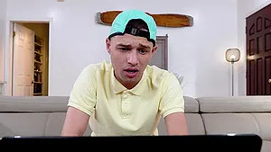 Horny man gets caught by sexy Ally Copper and she gives him a hand