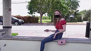 Slim stranger Jessae Rosae gets into the van to ride a large dick