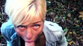 Real outdoor blowjob with amateur