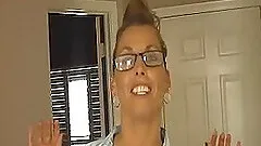 Mature amateur with glasses takes a fat dick in her horny mouth