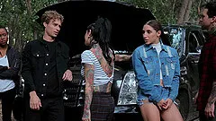 Outdoor fucking in the woods ends with facial for Abella Danger