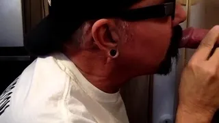 BJ DILF sucks gloryhole cock very deep