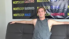 Skinny solo dude with a massive cum gun enjoys masturbating