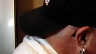 Gloryhole BJ DILF fills mouth with load