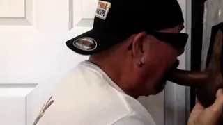 Gloryhole bottom BJ DILF fucked at home