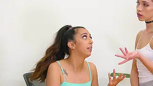 Rough FFM threesome with oiled Khloe Kapri and Kiarra Kai