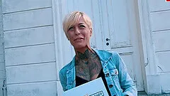 Skinny german tattoo milf at public flirt date fuck story