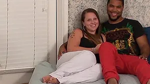 Interracial fucking in the bedroom with a good looking babe