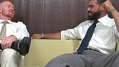 Business man loves to come home after work to get a feet massage