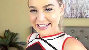 Naughty blonde cheerleader Blake Blossom loves riding hard cocks